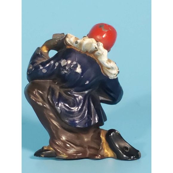 ANTIQUE Bronze Sculpture Cold Painted 3" Musician Singer French Mandolin - Picture 5 of 10